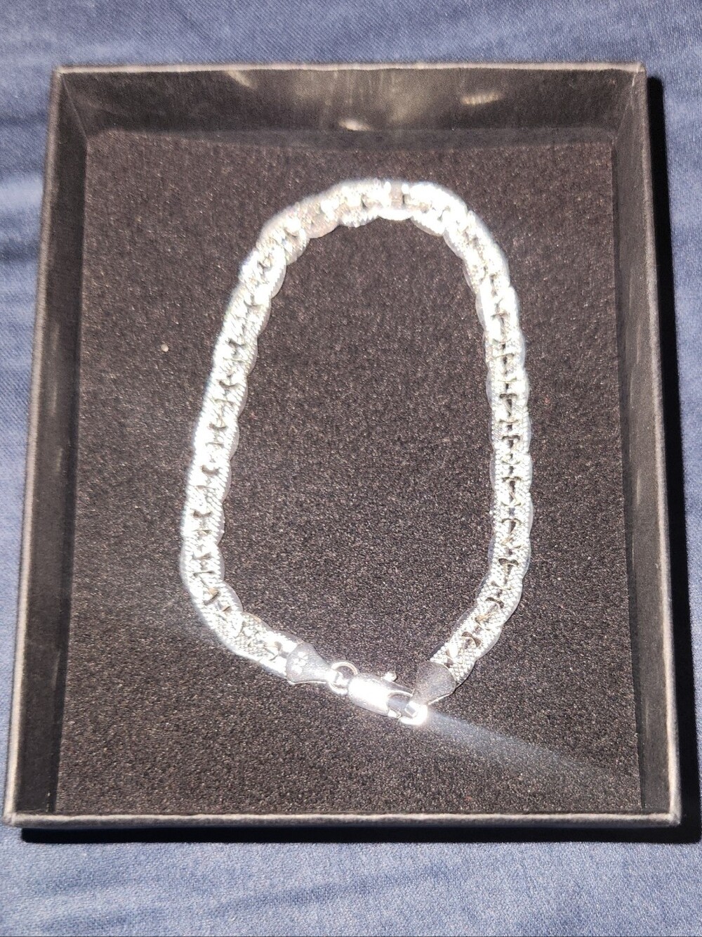 Polished Sterling Silver Rope Chain Bracelet with Lobster Clasp